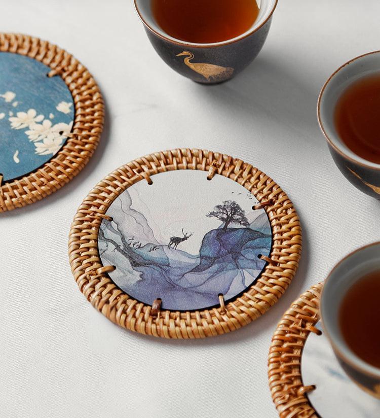 Rattan Coaster Set