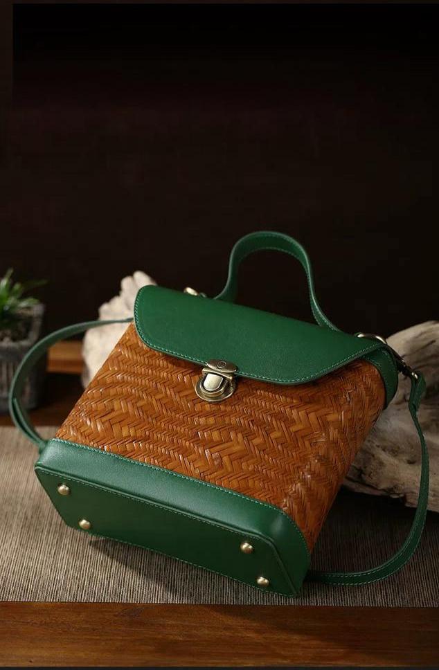 Crossbody Bamboo and Leather Bag