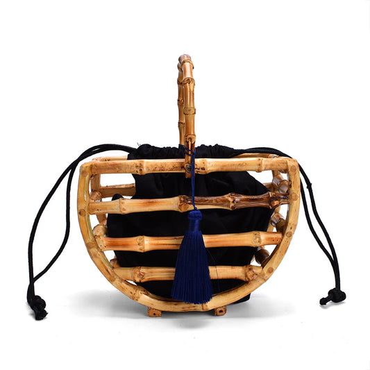 Wooden Half-Moon Bag