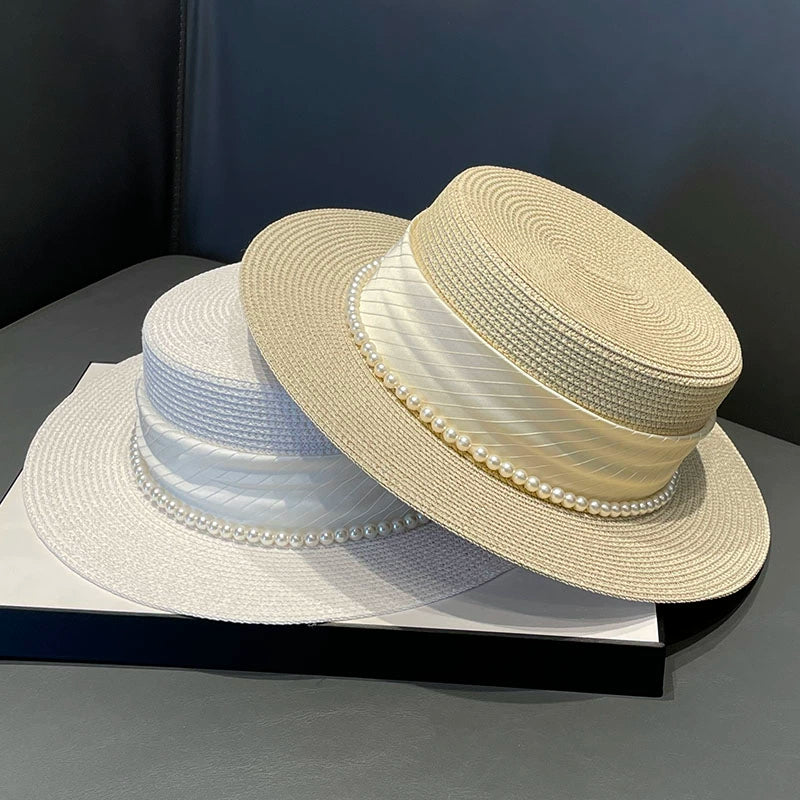 Summer Straw Flat Hat