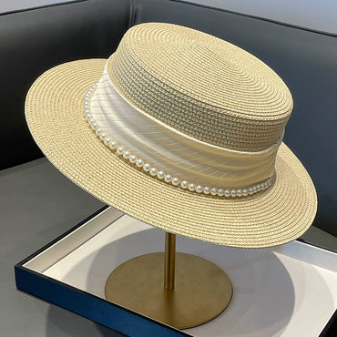 Summer Straw Flat Hat