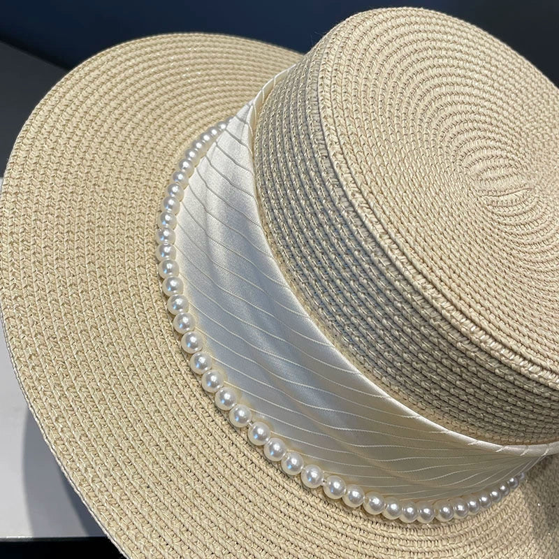 Summer Straw Flat Hat