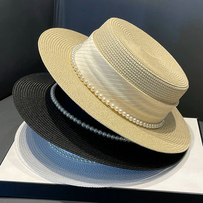 Summer Straw Flat Hat