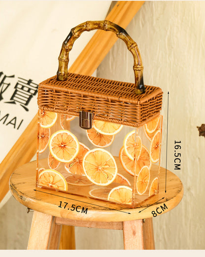 Acrylic Rattan-Style Handbag