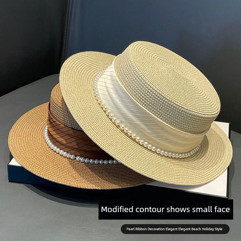 Summer Straw Flat Hat