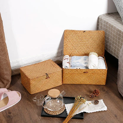 Woven Storage Basket with Lid