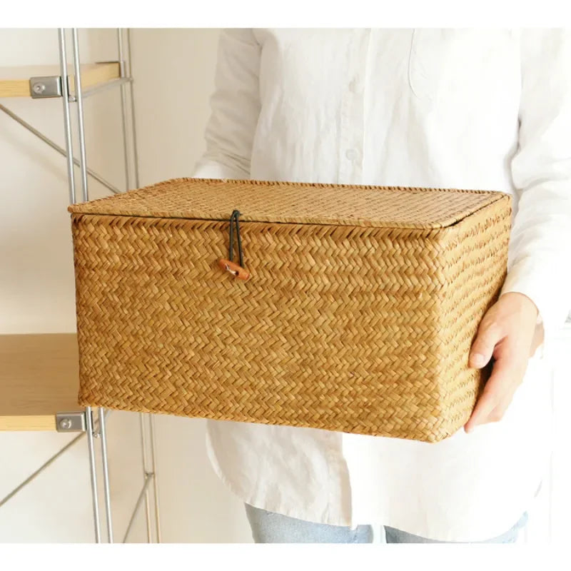 Woven Storage Basket with Lid