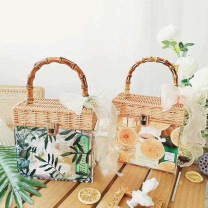 Acrylic Rattan-Style Handbag