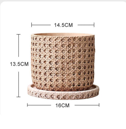 Faux Rattan Planter