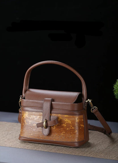 Mottled Bamboo Leather Bag