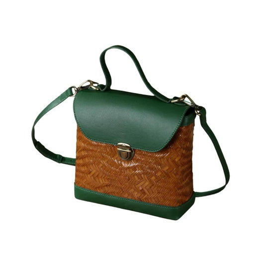 Crossbody Bamboo and Leather Bag