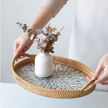 Shell Rattan Tray