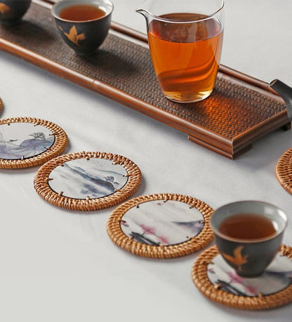 Rattan Coaster Set